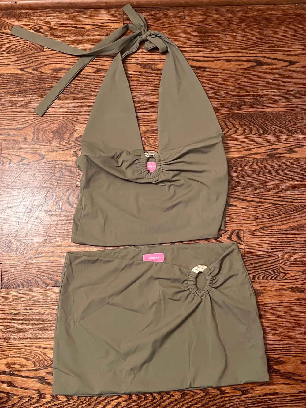 Edkited Olive Green Halter & Skirt Set💚